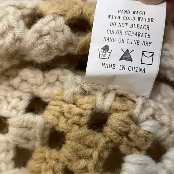 Anthropologie Chunky Crochet Cardigan Sweater | Cottage Core Granny Neutral NWOT - Picture 6 of 8